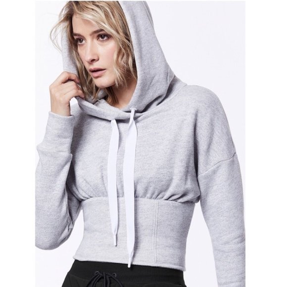Carbon38 Tops - Carbon38 Gray Lace Up Corset Hoodie Sweatshirt XS